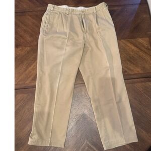 Mens Khaki‎ Pleated Dress Pants Business Casual Trousers 37X29 |O1